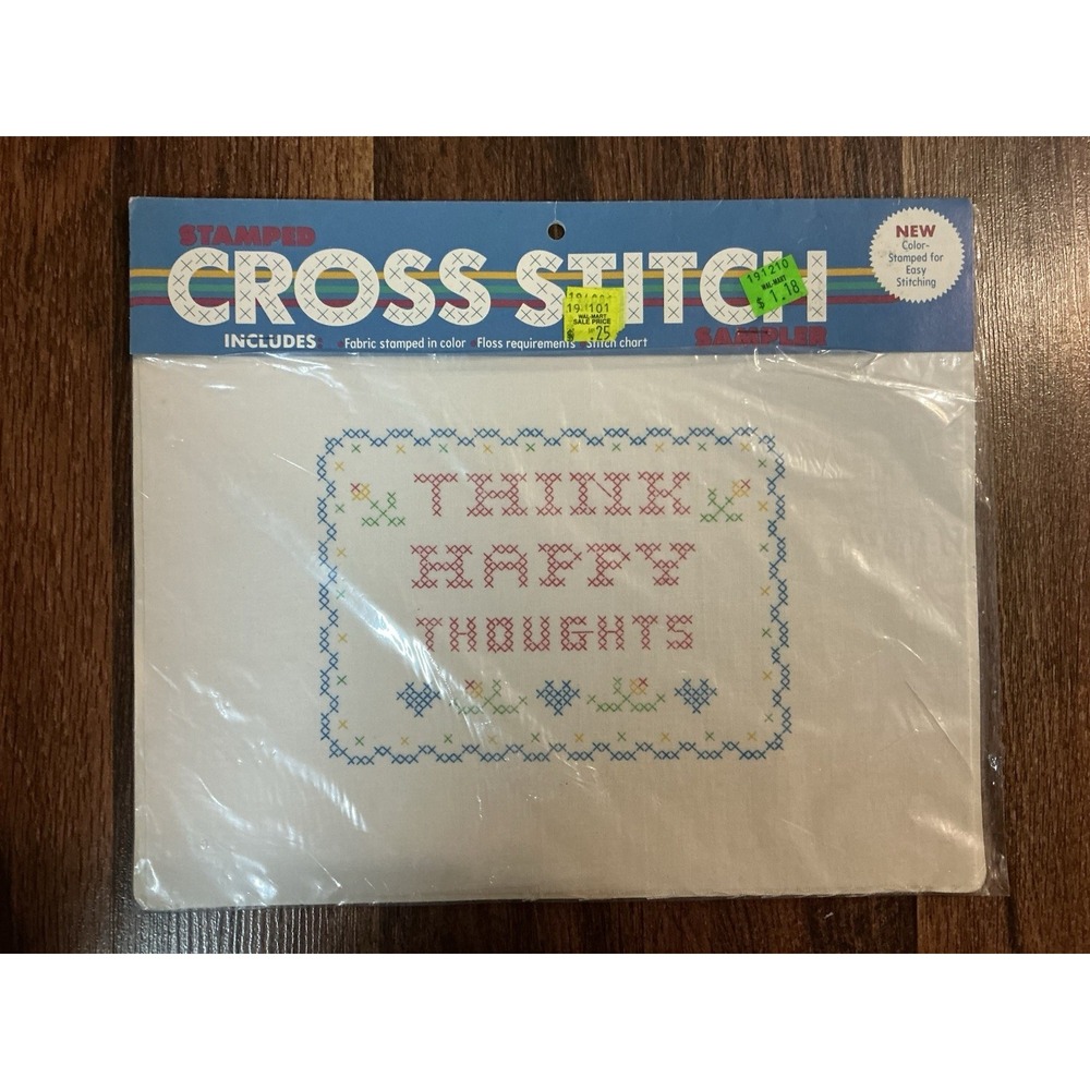 Bucilla Stamped Cross Stitch Sampler THINK HAPPY THOUGHTS #63534 Color Stamped